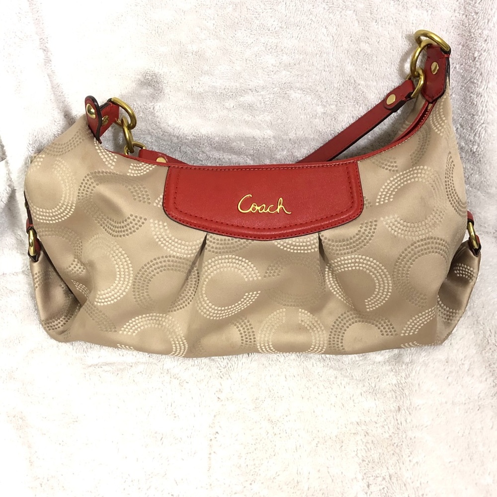 Coach Handbag—EUC—Tan and Red